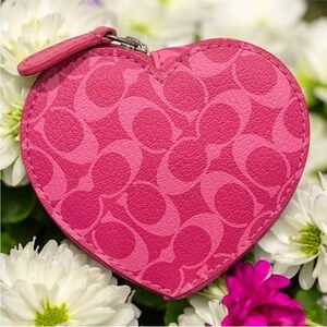 Coach Signature Heart-Shaped Pink Coin Purse